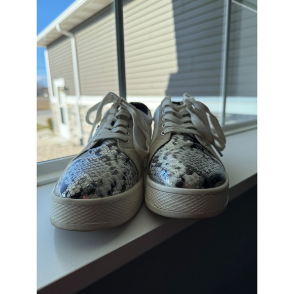 Starling Silver Metallic Snakeskin Lace-Up Sneakers Women's Size 9 Star Snake - Picture 4 of 6